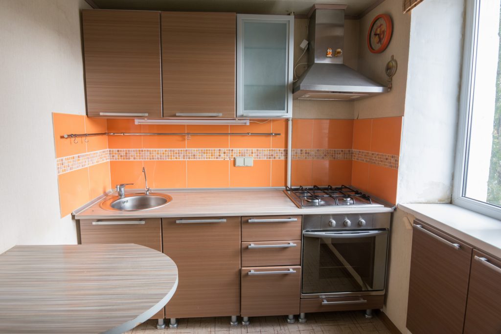 The interior of an empty kitchen