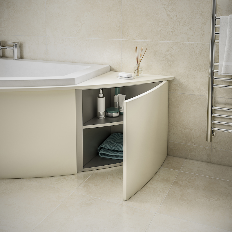 Bath with hidden storage 