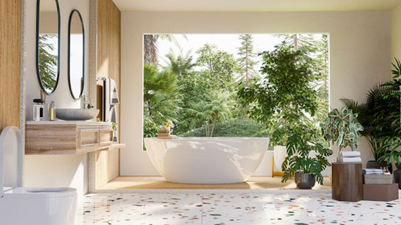 Bathroom with plants 