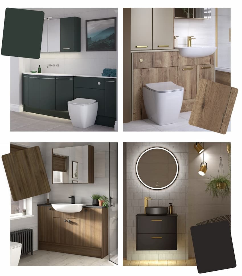 A collage of different Utopia bathroom designs